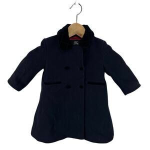 Burberry Wool Peacoat Infant Size 12M Navy Blue Button Front Designer Baby